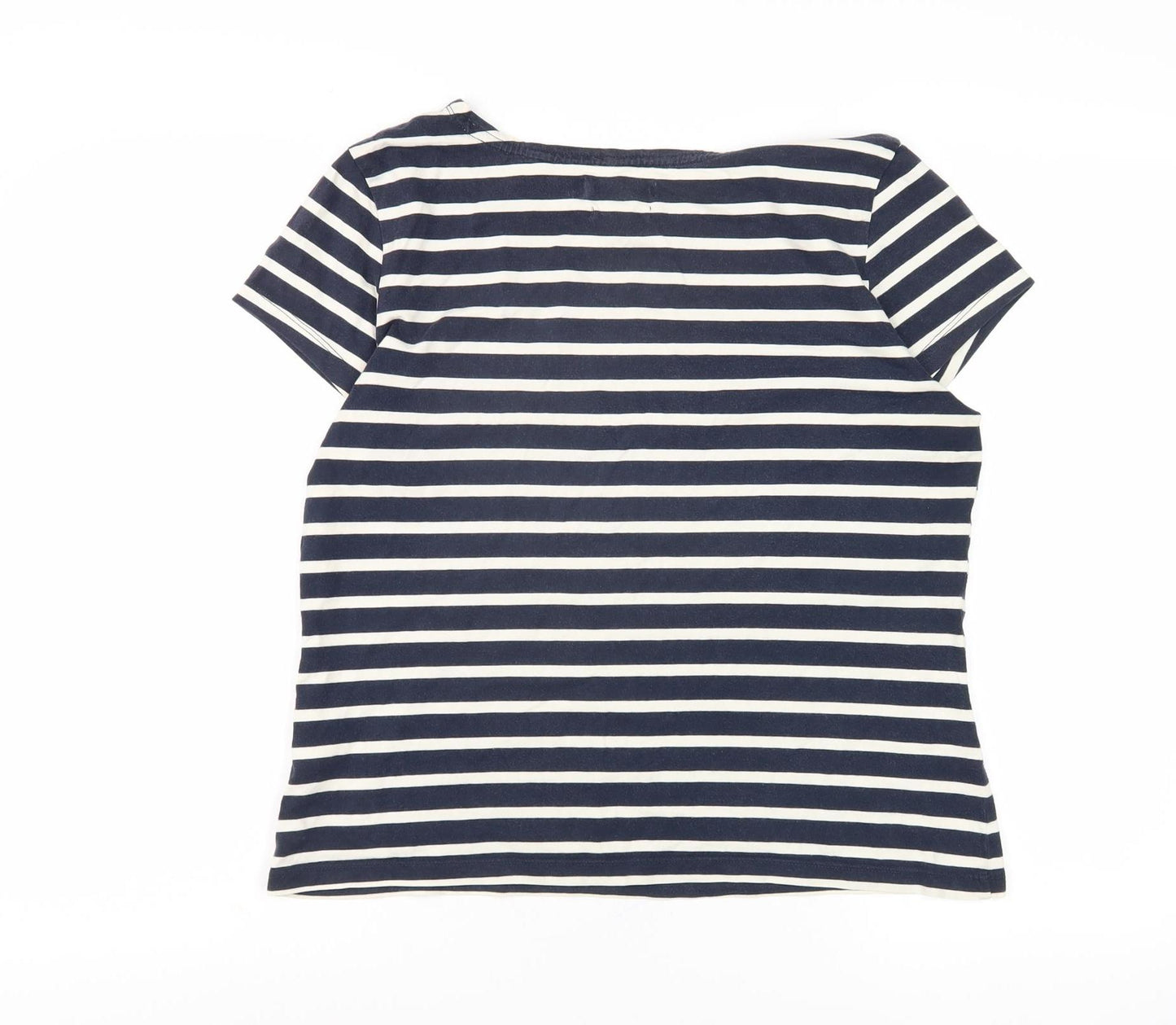 Seasalt Women's Blue Striped Boat Neck T-Shirt Size 12
