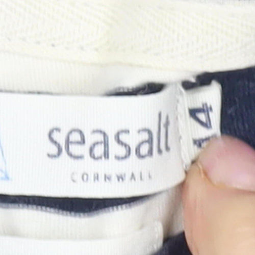 Seasalt Women's Blue Striped Boat Neck T-Shirt Size 12