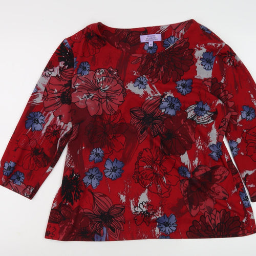 Honor Millburn Women's Red Floral 3/4 Sleeve Top