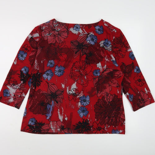 Honor Millburn Women's Red Floral 3/4 Sleeve Top