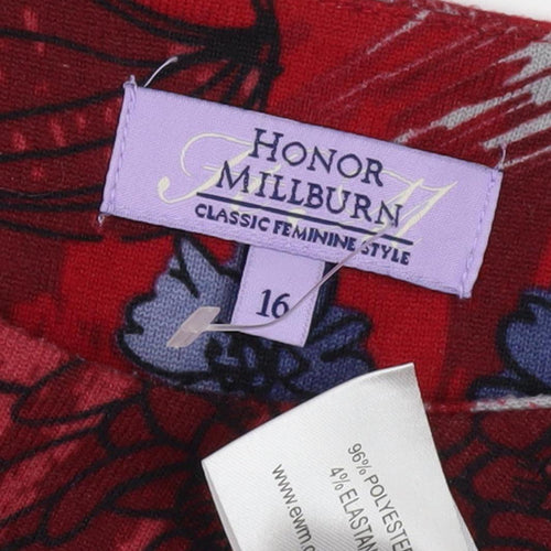 Honor Millburn Women's Red Floral 3/4 Sleeve Top