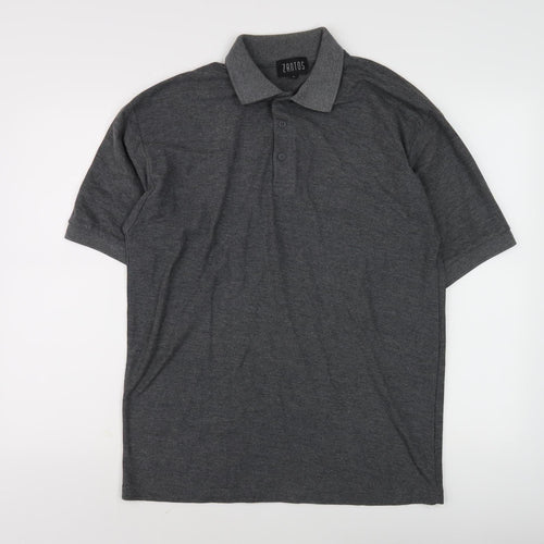 Zantos Men's Grey Polo Shirt L Solid Casual