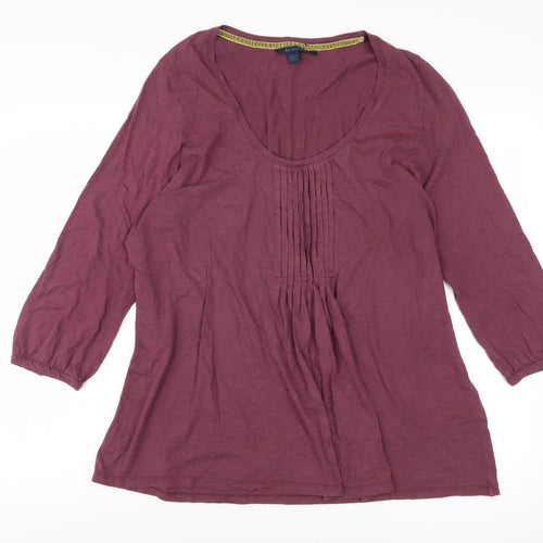 Boden Women's Purple 3/4 Sleeve Scoop Neck Blouse