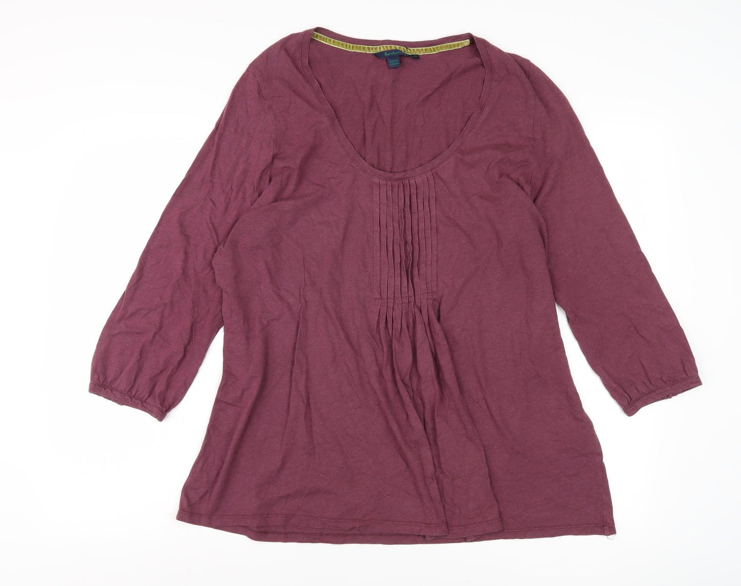 Boden Women's Purple 3/4 Sleeve Scoop Neck Blouse