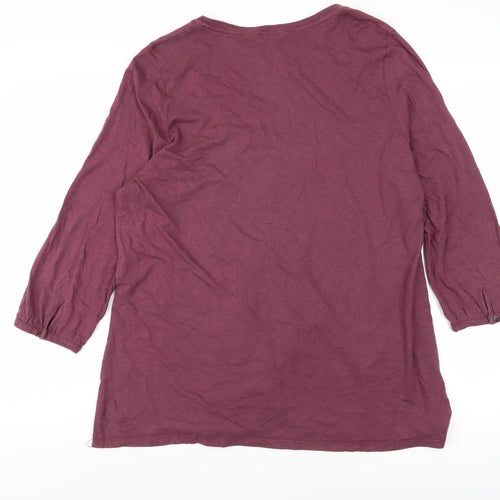 Boden Women's Purple 3/4 Sleeve Scoop Neck Blouse