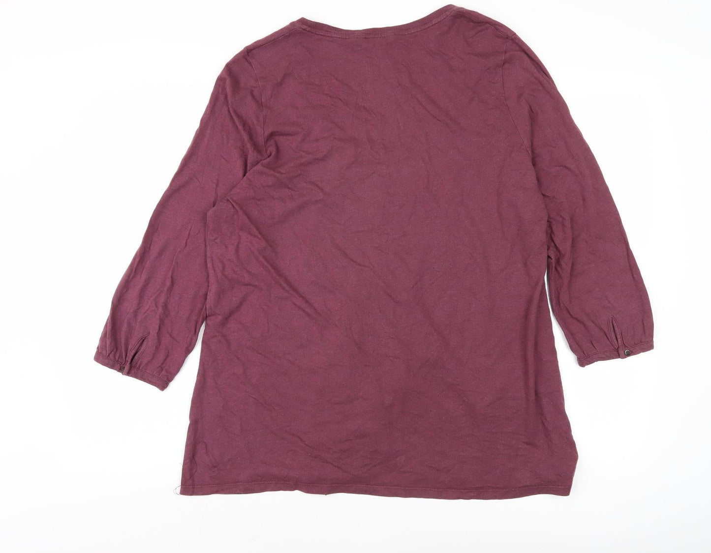 Boden Women's Purple 3/4 Sleeve Scoop Neck Blouse