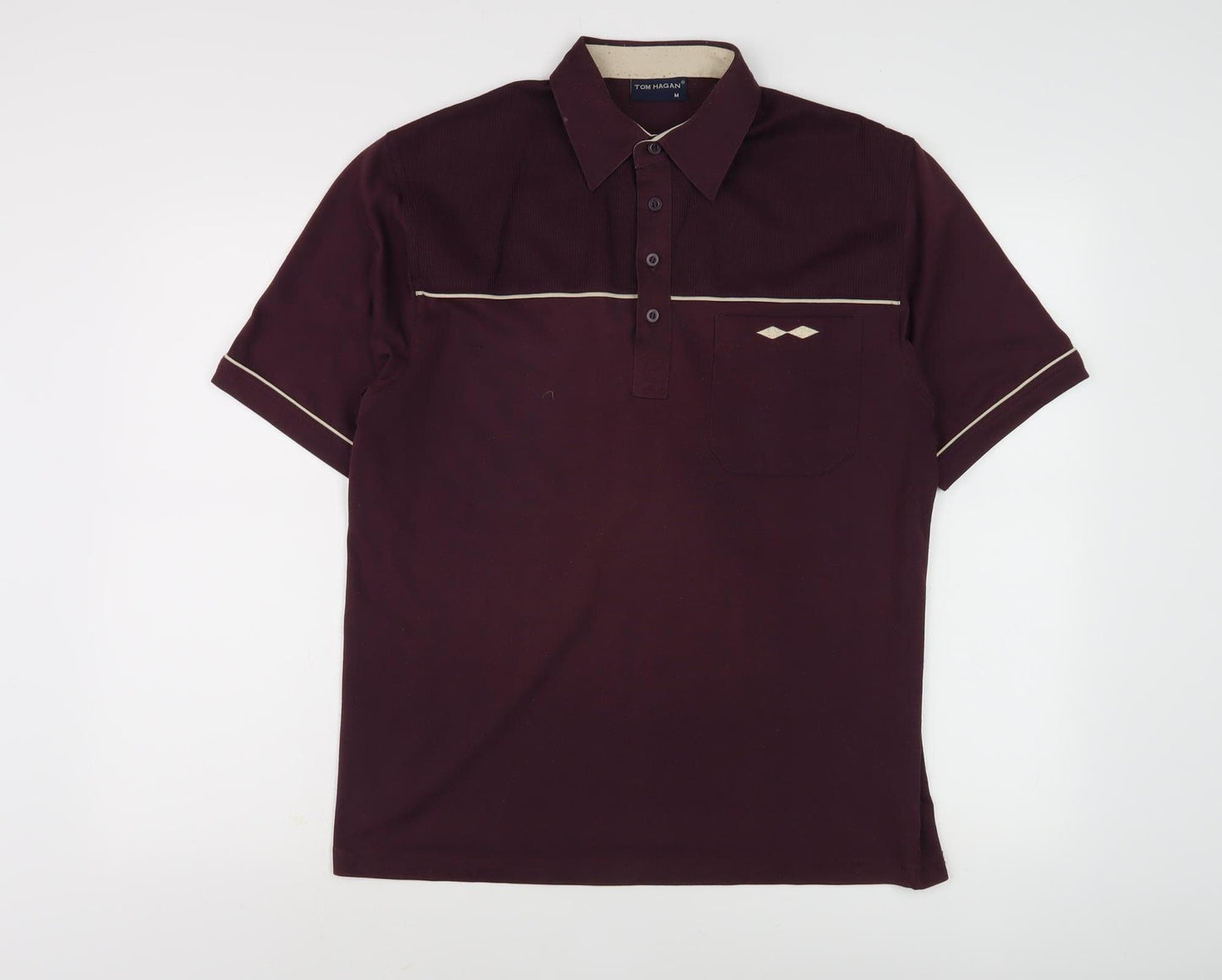 Tom Hagan Men's Polo Shirt, Brown, M, Retro Style