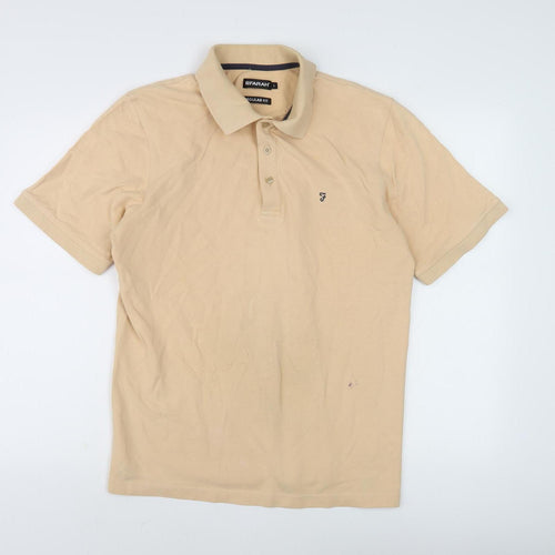 Farah Men's Beige Polo Shirt L Regular Fit