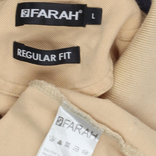 Farah Men's Beige Polo Shirt L Regular Fit