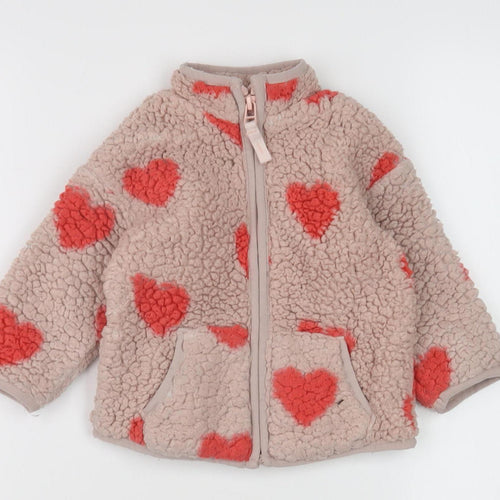 Marks and Spencer Girls Pink Heart Jacket, 12 Months