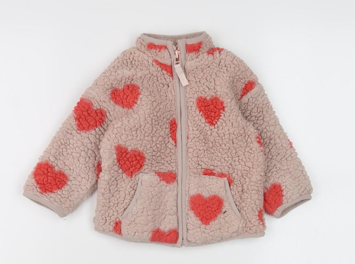 Marks and Spencer Girls Pink Heart Jacket, 12 Months