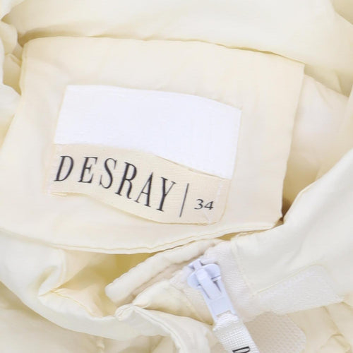 DESRAY Women's Ivory Long Parka Size 6 Zip Casual