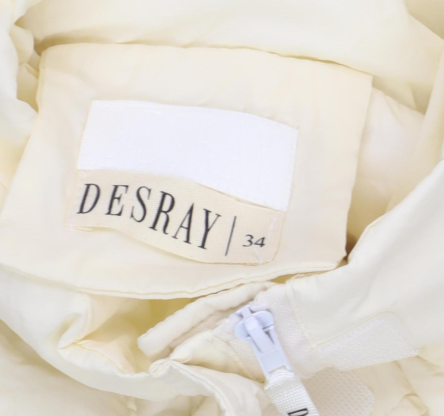 DESRAY Women's Ivory Long Parka Size 6 Zip Casual