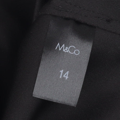 M&Co Women's Black Motorcycle Jacket - Size 14, Casual Classic