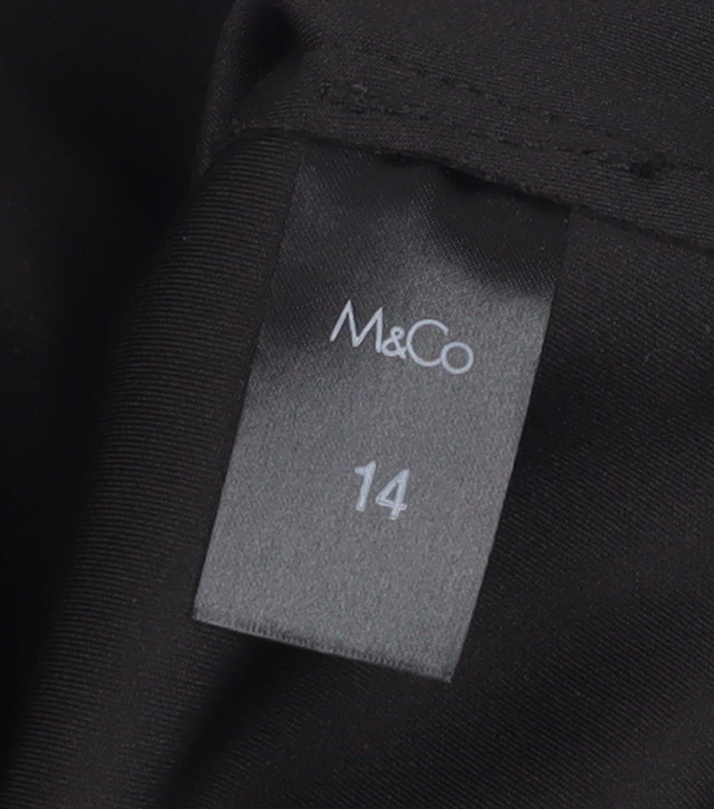 M&Co Women's Black Motorcycle Jacket - Size 14, Casual Classic