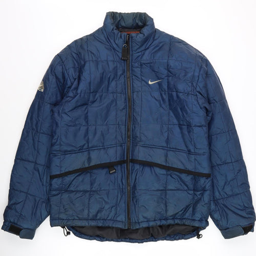 Nike Men's Blue Puffer Jacket L Full Zip Insulated