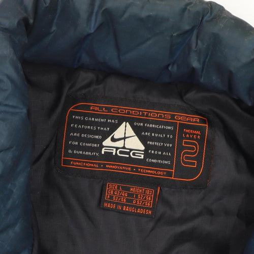 Nike Men's Blue Puffer Jacket L Full Zip Insulated