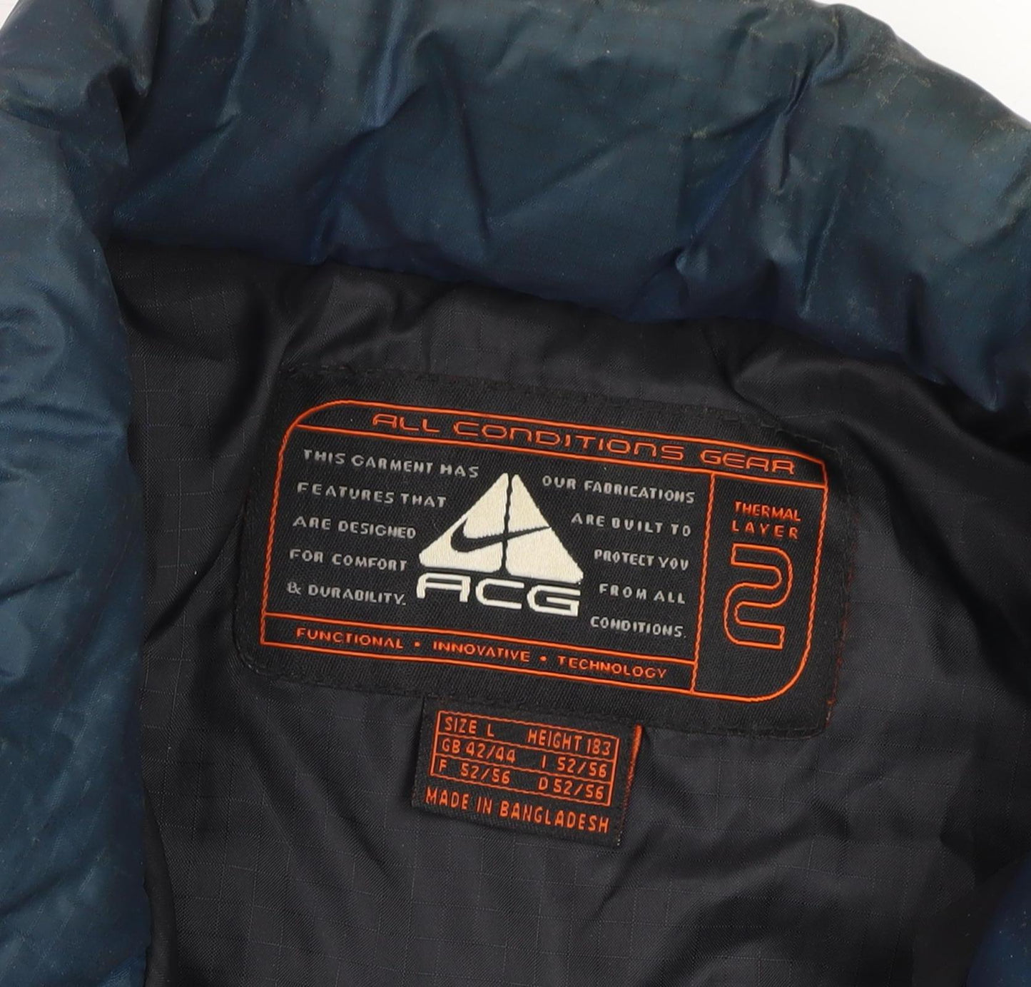 Nike Men's Blue Puffer Jacket L Full Zip Insulated