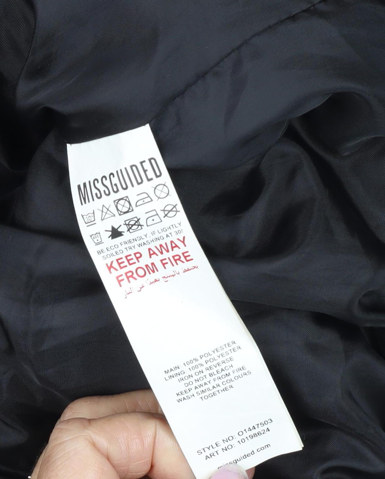 Missguided Women's Black Puffer Jacket Size 14