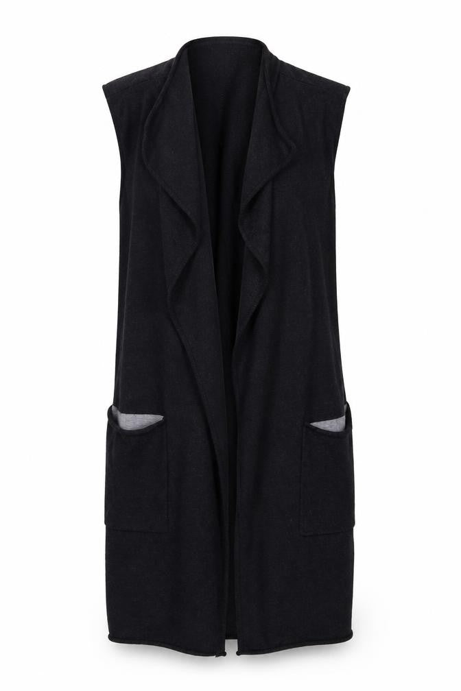 Front view of Deane & White Women's Black Sleeveless Vest M