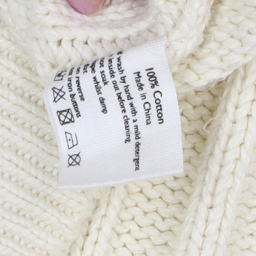 Aubin & Wills Ivory Men's Cardigan, M Size, Cable-Knit