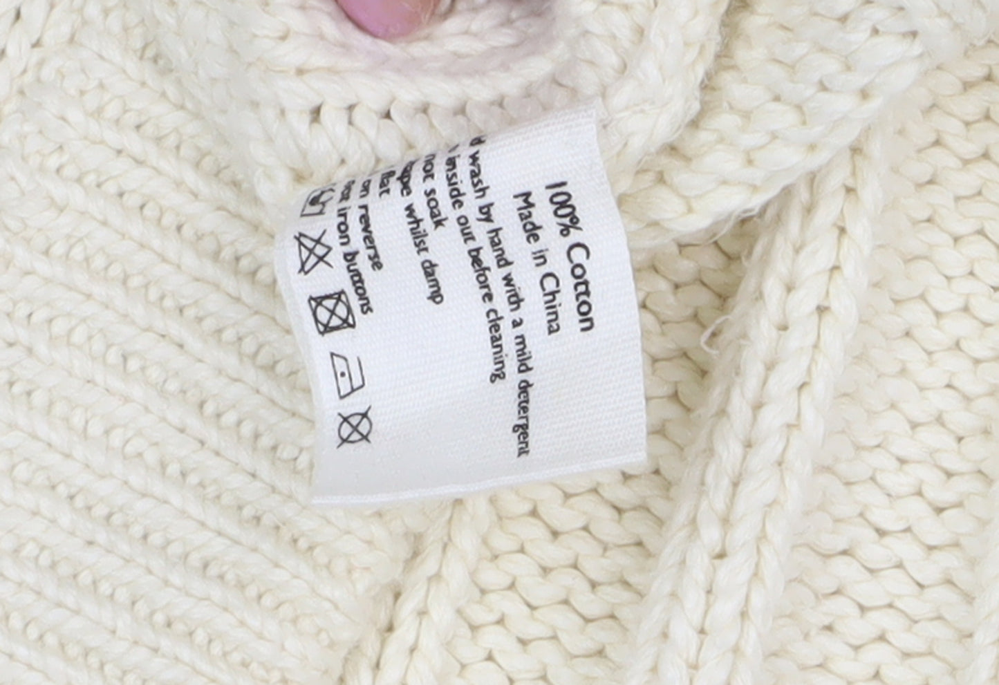 Aubin & Wills Ivory Men's Cardigan, M Size, Cable-Knit