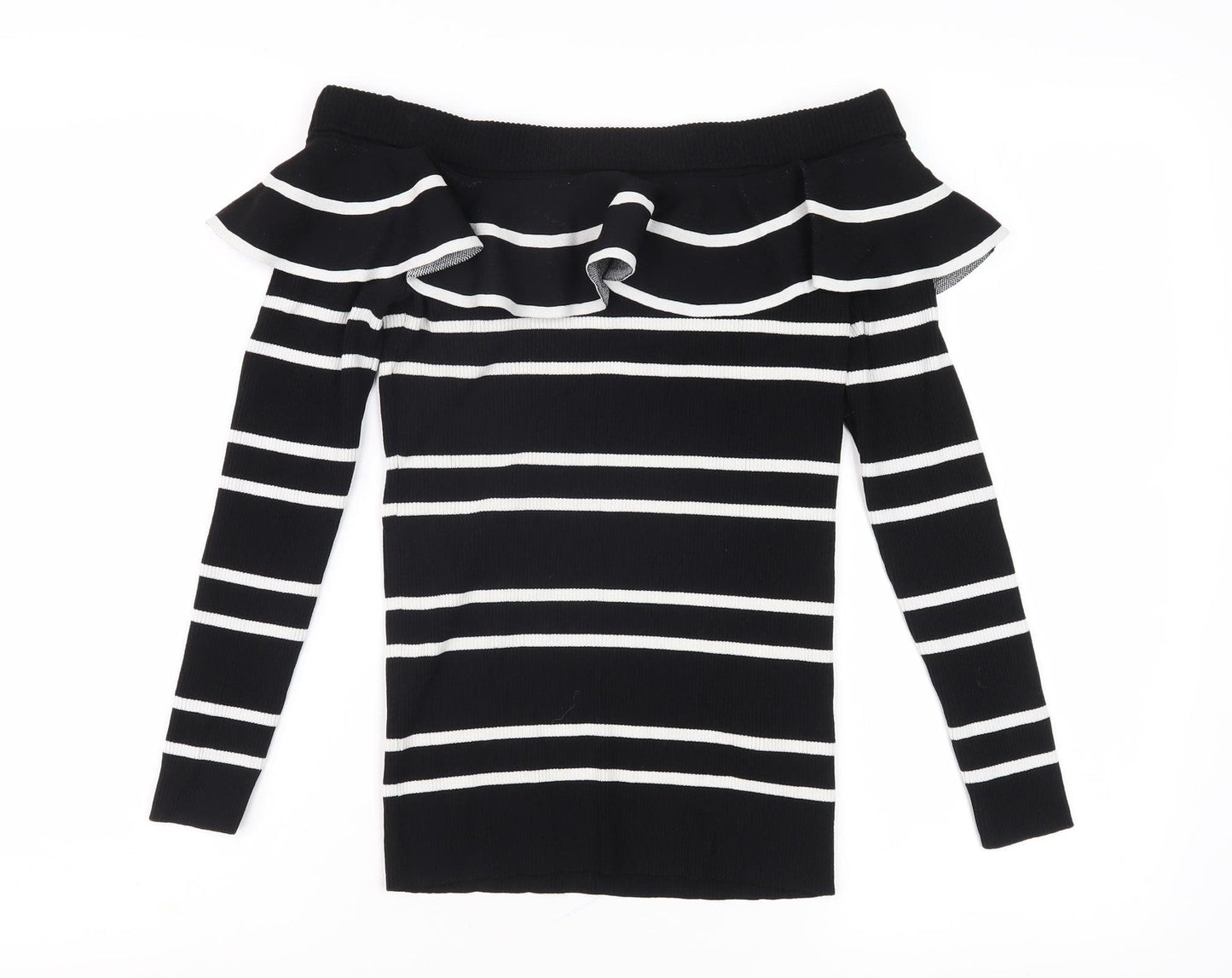 Next Women Black Striped Pullover Jumper Size 16