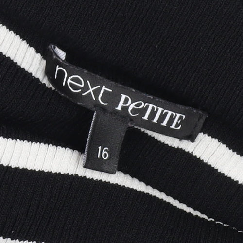 Next Women Black Striped Pullover Jumper Size 16