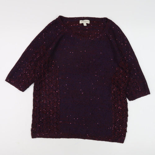 Monsoon Women's Purple Sequined Pullover Jumper S