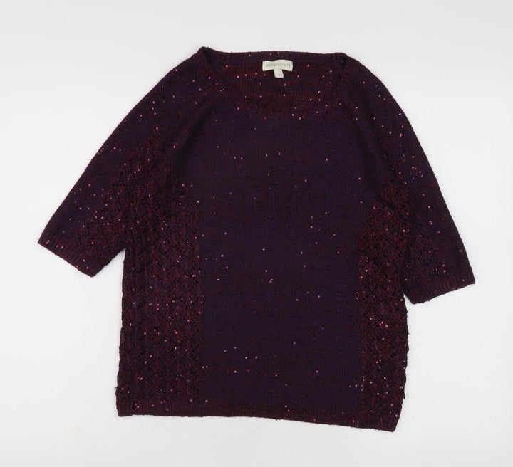 Monsoon Women's Purple Sequined Pullover Jumper S