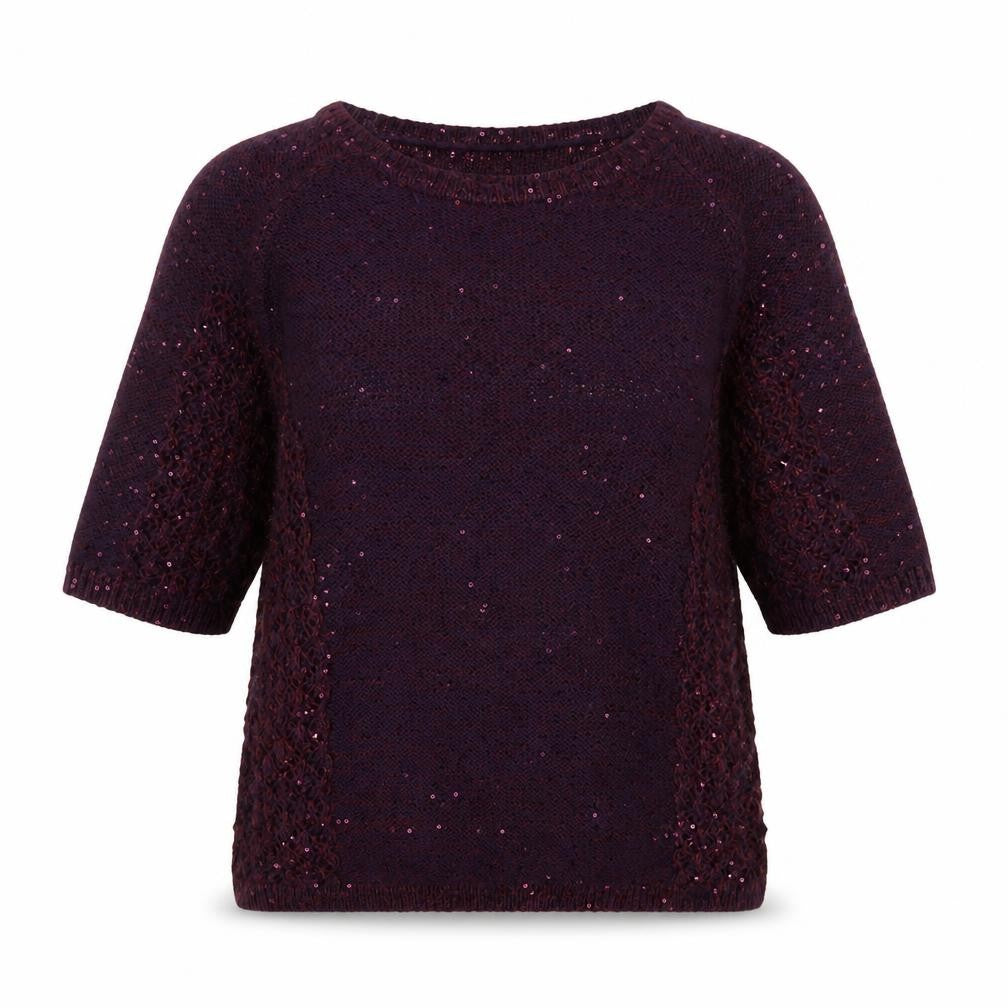 Front view of Monsoon Women's Purple Sequined jumper S
