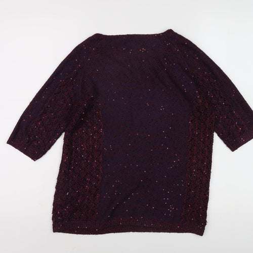 Monsoon Women's Purple Sequined Pullover Jumper S