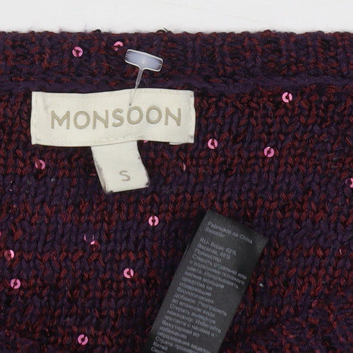 Monsoon Women's Purple Sequined Pullover Jumper S