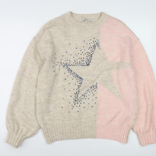 Next Women's Beige Rhinestone Star Jumper M