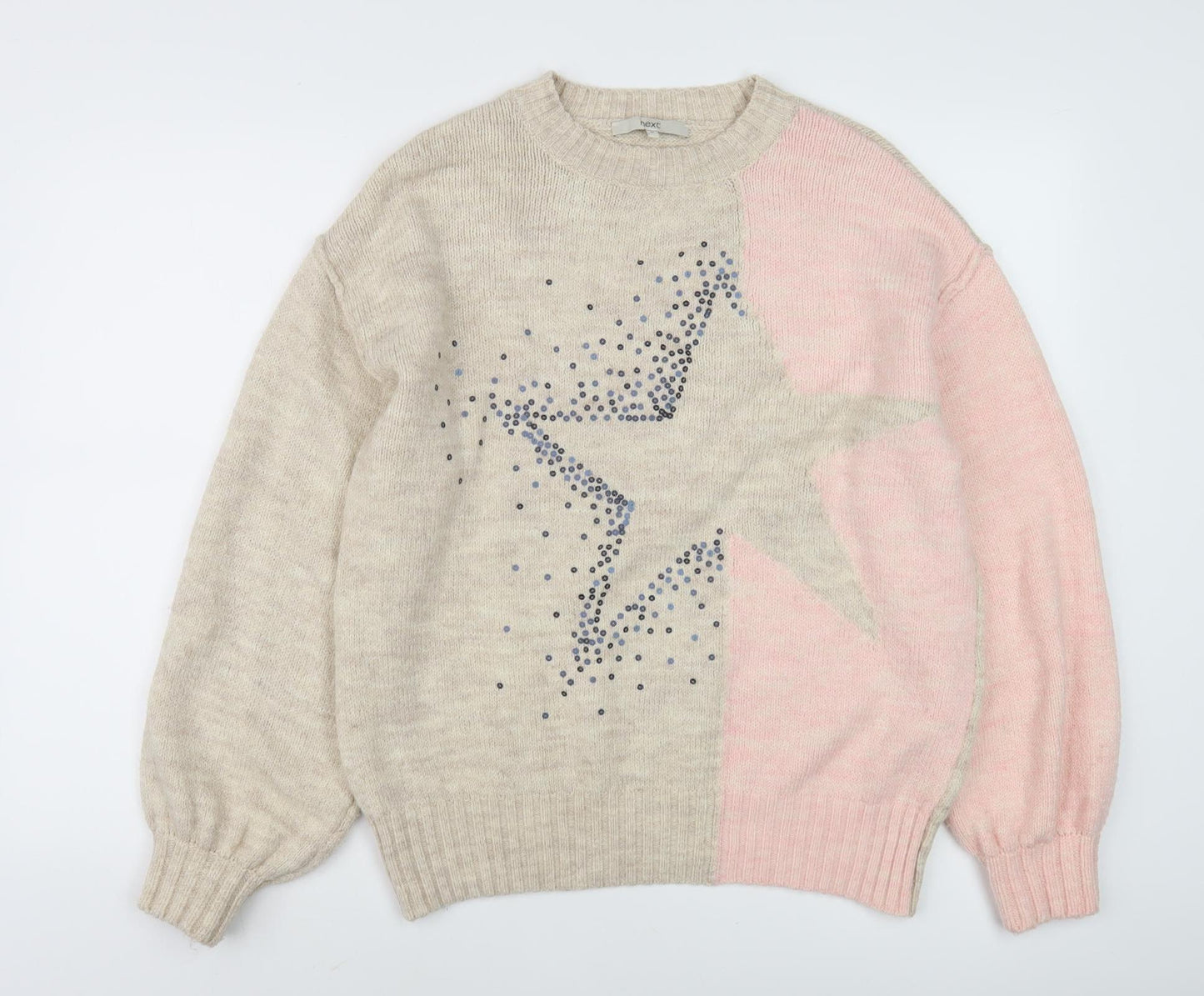 Next Women's Beige Rhinestone Star Jumper M
