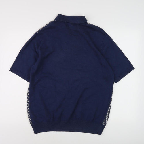 Marks and Spencer Men's Blue Henley Jumper L