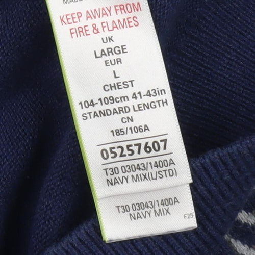 Marks and Spencer Men's Blue Henley Jumper L