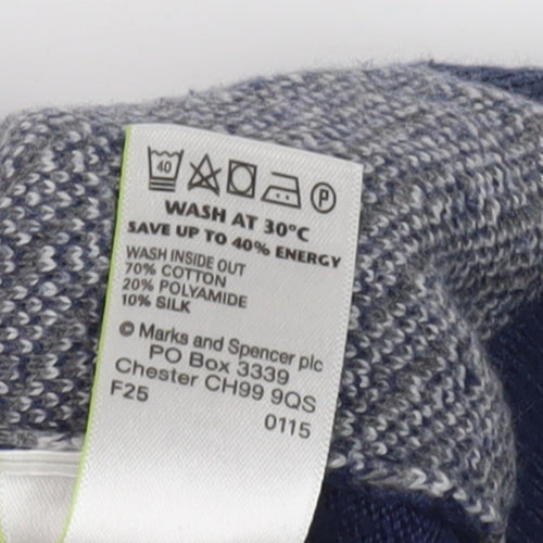 Marks and Spencer Men's Blue Henley Jumper L