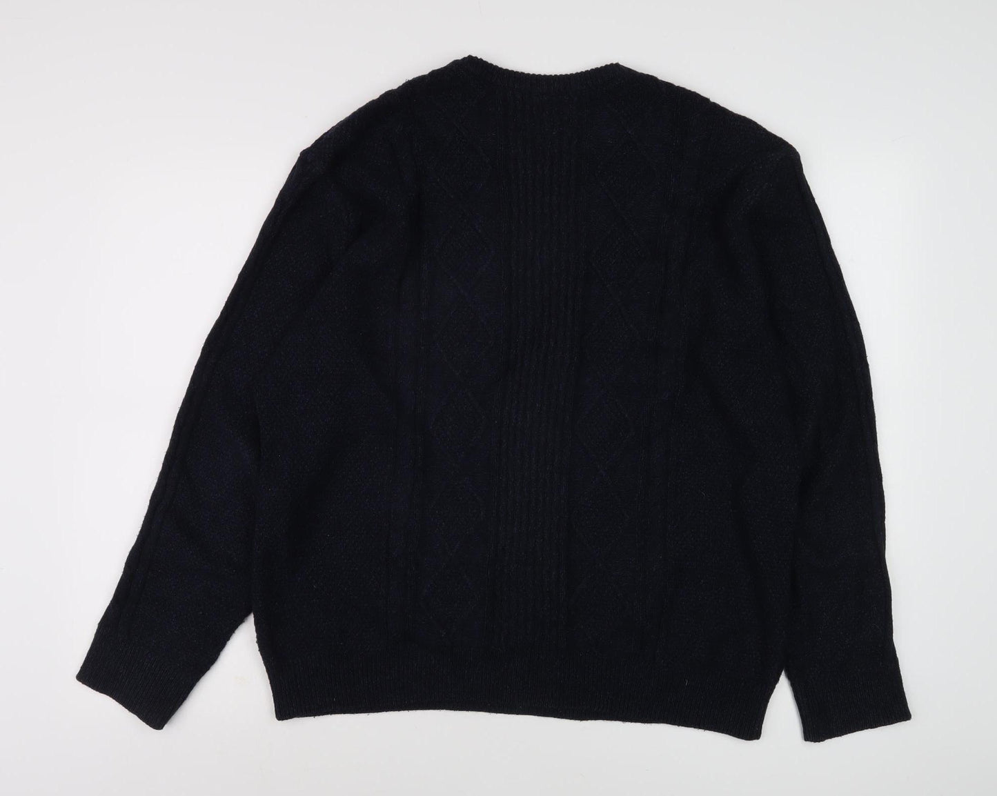 Old Khaki Men's Black Cable-Knit Jumper Size L