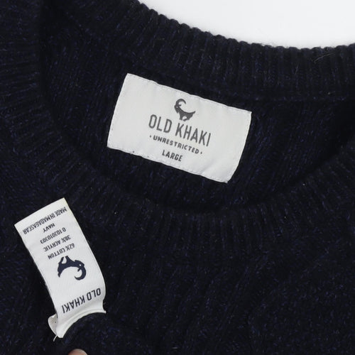 Old Khaki Men's Black Cable-Knit Jumper Size L