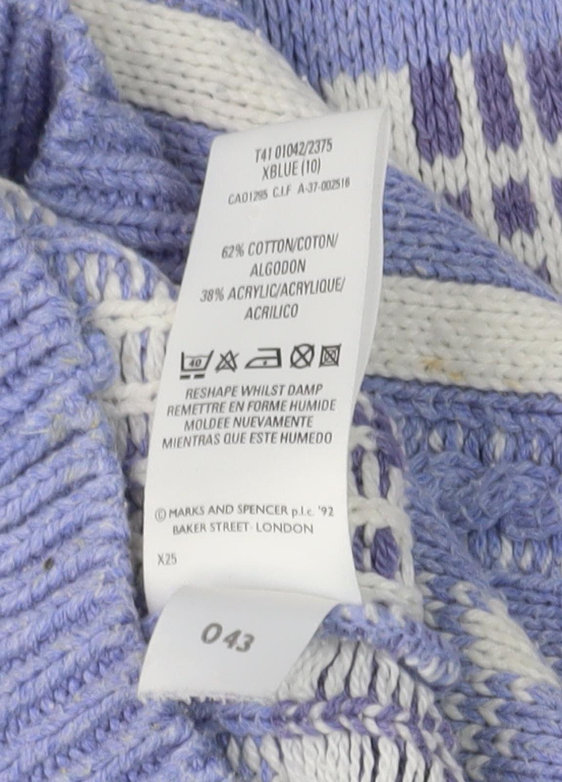 Marks and Spencer Women's Blue Check Cardigan Size 10