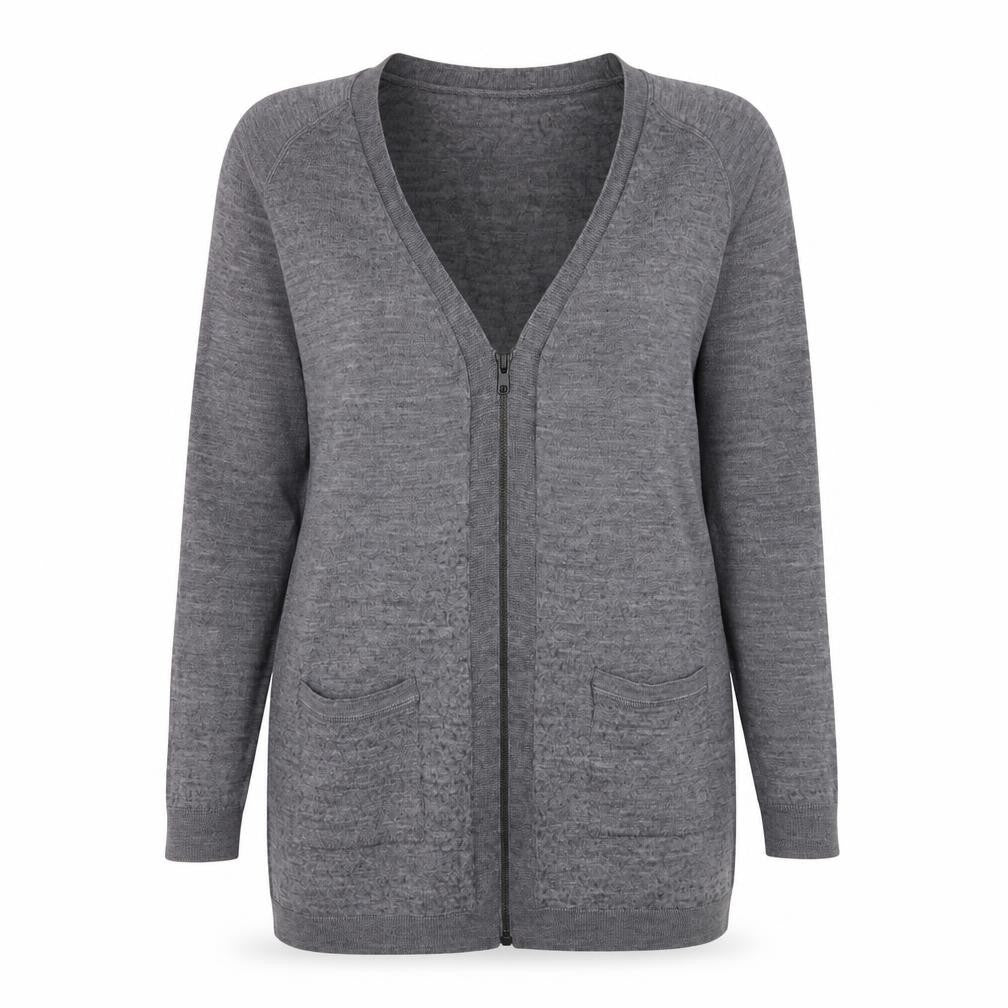 Front view of Limited Collection Grey Full Zip Women's Jumper, size 16
