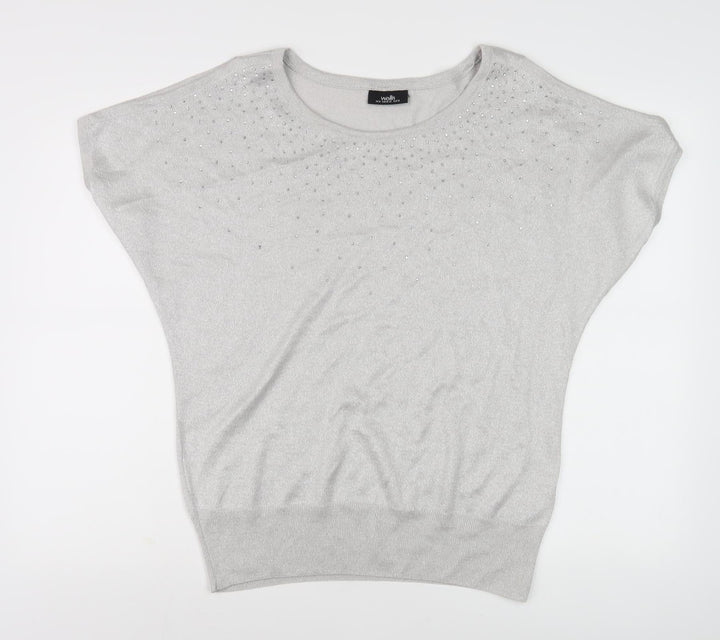 Wallis Women's Grey Pullover Jumper, Crew Neck, Size M