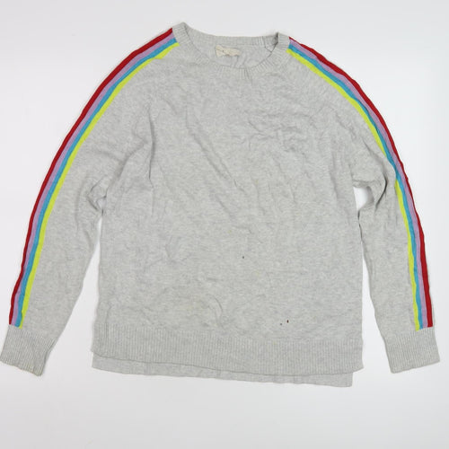Hush Women’s Grey Rainbow Stripe Crew Neck Pullover XS