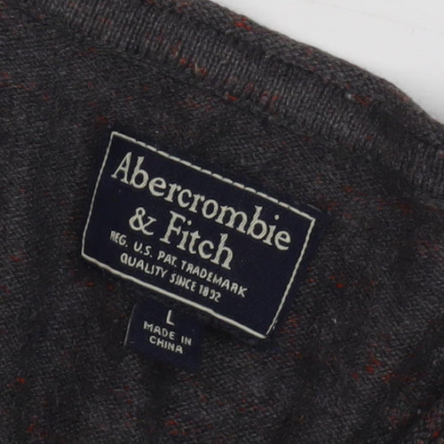 Abercrombie & Fitch Men's Brown V-Neck Pullover, Size L
