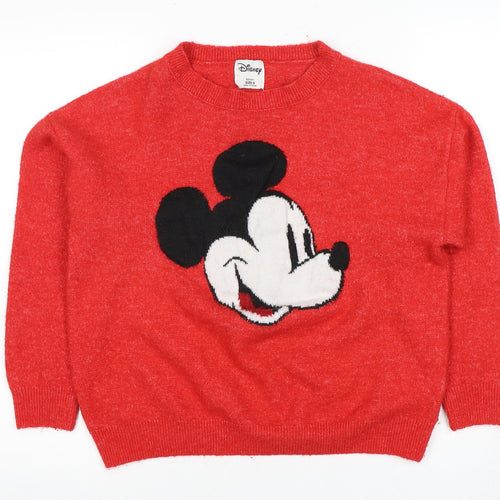 Disney Women's Red Mickey Mouse Pullover Jumper, Size S