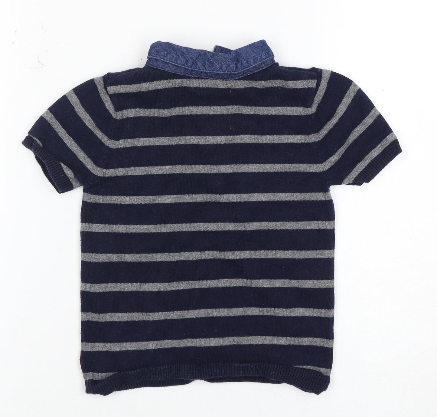 Jarvis Archer Boys Blue Grey Striped Polo Shirt 3-4 Years