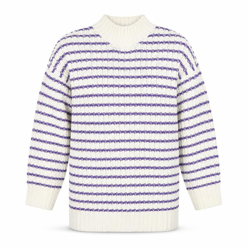 Front view of Next Women's Purple Ivory Striped jumper S