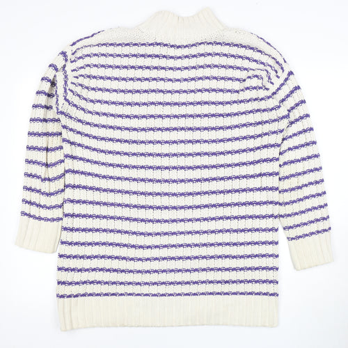 Next Women's Purple Ivory Striped Pullover Jumper S