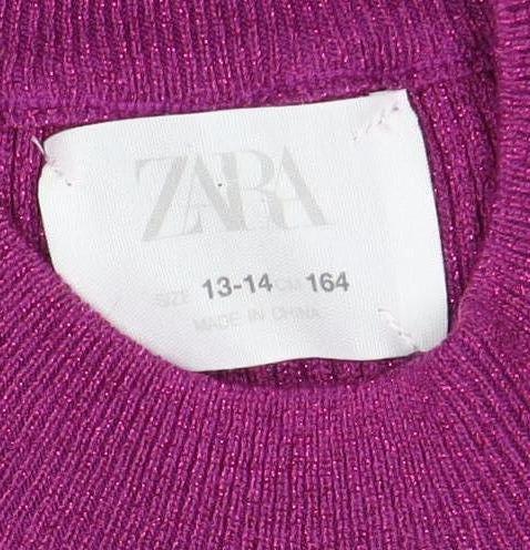 Zara Girls Purple Knit Dress Size 13-14 Years